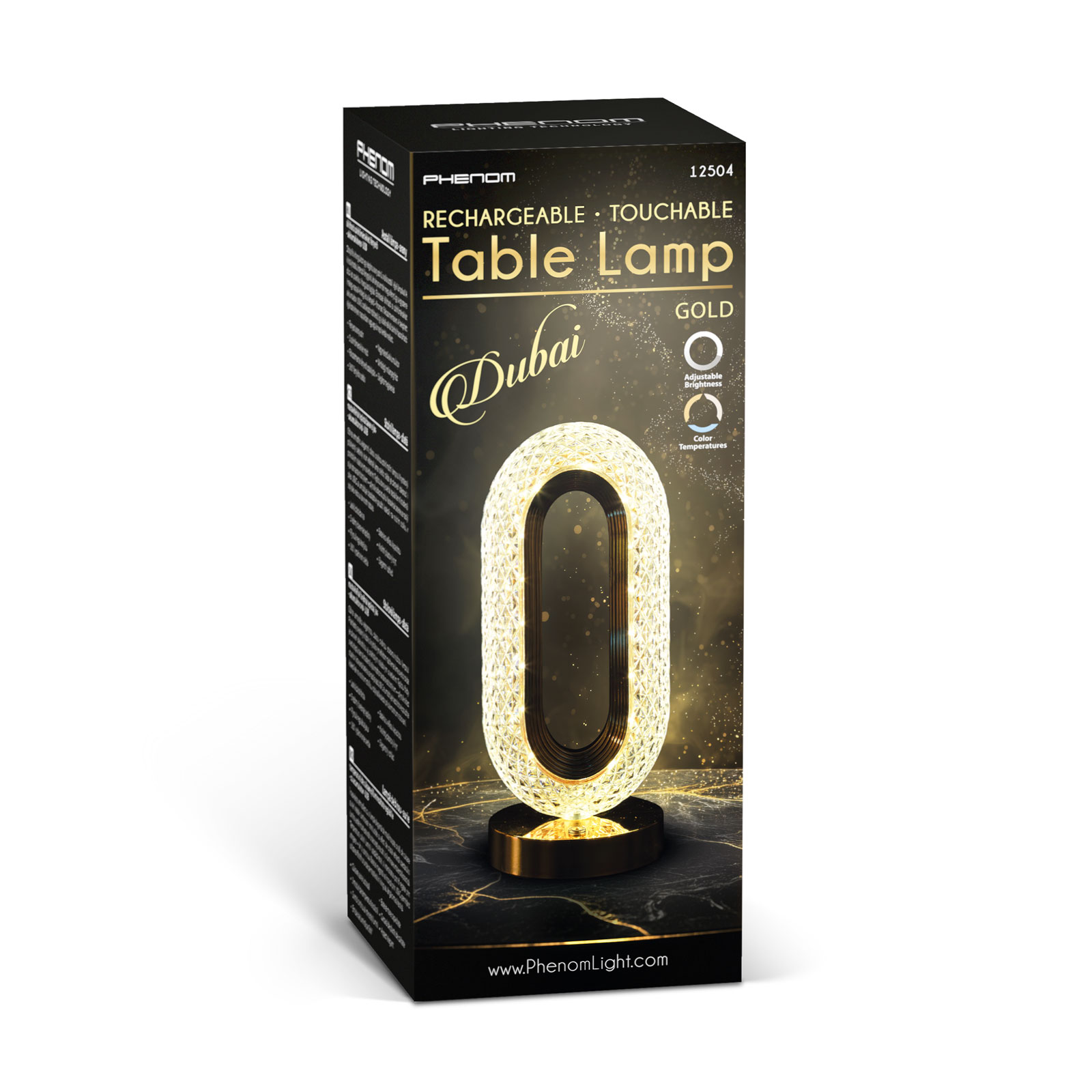 Stolná lampa - zlatá - nastaviteľná farebná teplota, jas - akumulátorová - USB