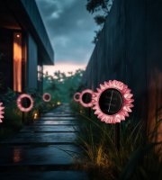 Solárny slnečnica – ružová – zapichovacia / závesná – 13 x 6,5 x 35 cm