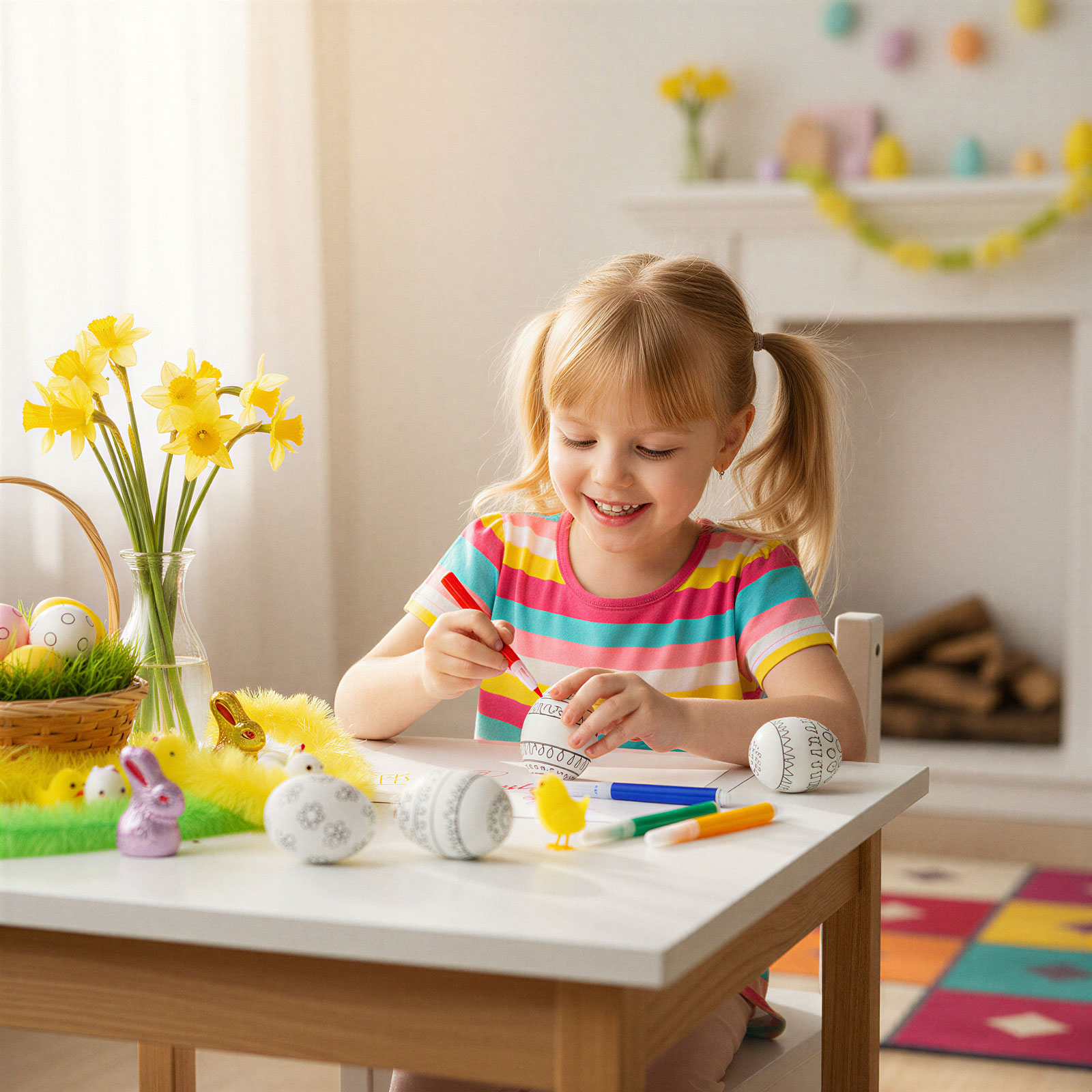Veľkonočná sada na farbenie vajíčok s fixkou - 6 ks / balenie