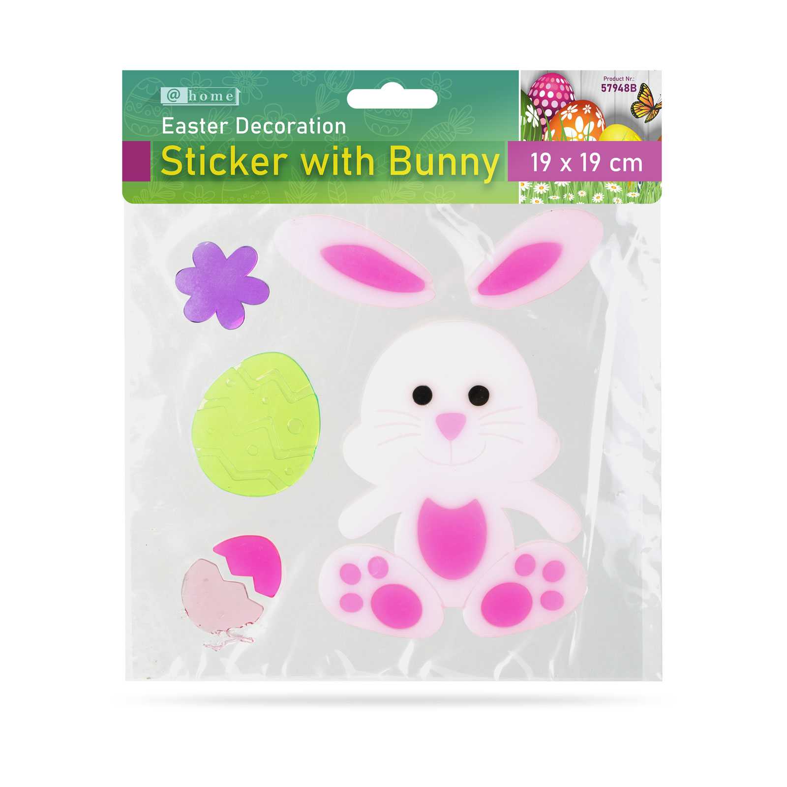 Veľkonočná dekorácia - nálepka - s zajačikom - 19 x 19 cm