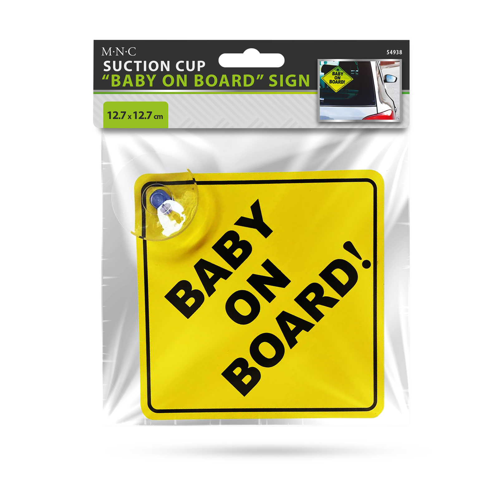 Tabuľka „Baby on Board” s prísavkou – 12,7 x 12,7 cm