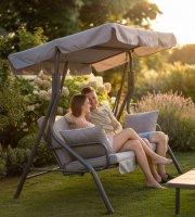 Záhradná hojdačka - 170 x 110 x 153 cm - sivá