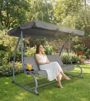 Záhradná hojdačka - 200 x 120 x 164 cm - sivá - s držiakom na pohár