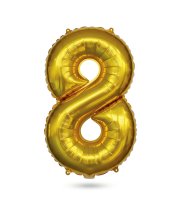 Narodeninový fóliový balón číslo 8 - zlatý - 40