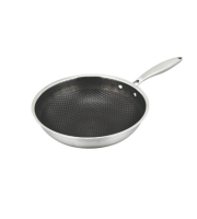 BRATMAXX Nerezová wok panvica s nepriľnavým povrchom 28 cm so štruktúrou včelieho plástu, 4-vrstvová