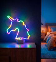 Neónová LED lampa - farebný jednorožec - 3 x AA + USB - 28,5 x 8,5 x 24,5 cm