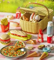 Pikniková súprava s burgerom, pizzou a hranolkami