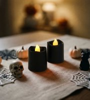 Halloweenová svietiaca dekorácia - LED sviečka - čierna - 2 ks / balenie