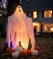 Halloween dekorácia - strašidelná látka - 2,15 x 1,52 m - biela