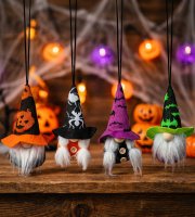 Halloweenová závesná dekorácia - škriatkovia - 15 x 6 cm - 4 druhy