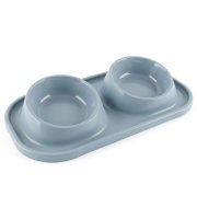 Dvojitá miska na kŕmenie - plast - 41 x 22 x 8 cm