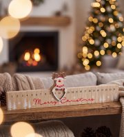 Adventný kalendár - „Merry Christmas“ sob - MDF - 40 x 11 cm