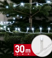 Svetelná reťaz – 30 m – studená biela – 600 LED – 220–240 V – 6 W – priehľadný kábel