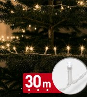 Svetelná reťaz – 30 m – teplá biela – 600 LED – 220–240 V – 6 W – priehľadný kábel
