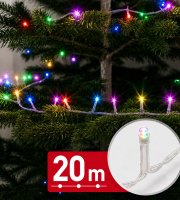 Svetelná reťaz – 20 m – farebná – 400 LED – 100–240 V – 6 W – priehľadný kábel