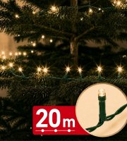 Svetelná reťaz – 20 m – teplá biela – 400 LED – 100–240 V – 6 W – zelený kábel
