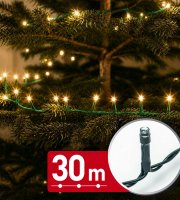 Svetelná reťaz – 30 m – teplá biela – 600 LED – 220–240 V – 6 W – zelený kábel