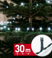 Svetelná reťaz – 30 m – studená biela – 600 LED – 220–240 V – 6 W – zelený kábel